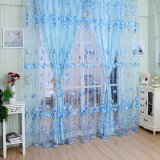 Chic Room Tulip Flower Sheer Curtain  Blue (Intl)