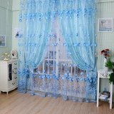 Chic Room Tulip Flower Sheer Curtain  Blue (Intl)
