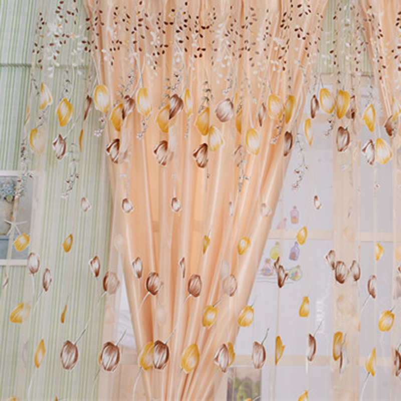 【Crystalawaking】Sang trọng Phòng Hoa Tulip Curtain Màu Cam (Quốc Tế)