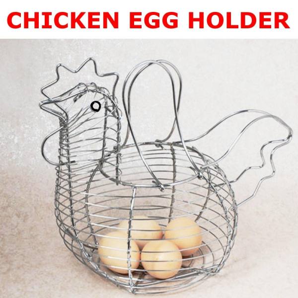 Trứng gà Giá Đỡ Lớn Dây Kim Loại Gà Mái Hình Nhà Bếp Giỏ Chứa Đồ Giá 30 cm-quốc tế