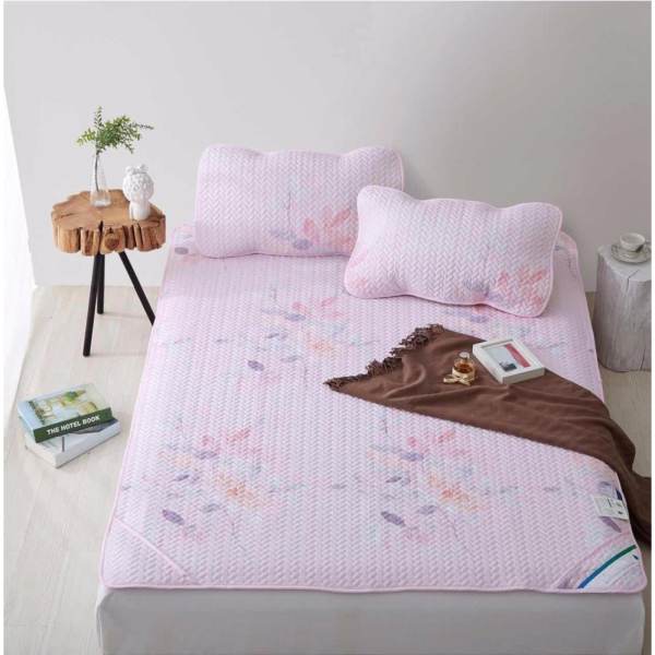 Chiếu điều hòa cao cấp Tencel 160cm tặng kèm 2 vỏ gối (hồng lá) (BQ241-HONGLA-160CM)