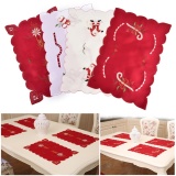 Christmas Embroidered Hollow Table Mats Placemats Napkins Decor Cover Bell - intl