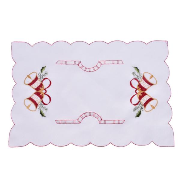 Christmas Embroidered Hollow Table Mats Placemats Napkins Decor Cover Bell - intl