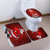Christmas Santa Claus Pattern 3 Pcs Toilet Mat Bath Mat - intl