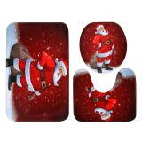 Christmas Santa Claus Pattern 3 Pcs Toilet Mat Bath Mat - intl