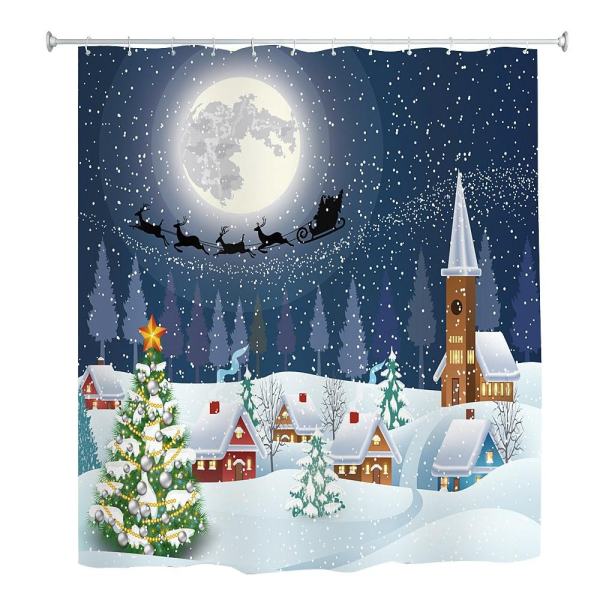 Christmas Snowtree 3D Printing Shower Curtain Waterproof Mildew Resistant Fabric 180 x 180cm - intl