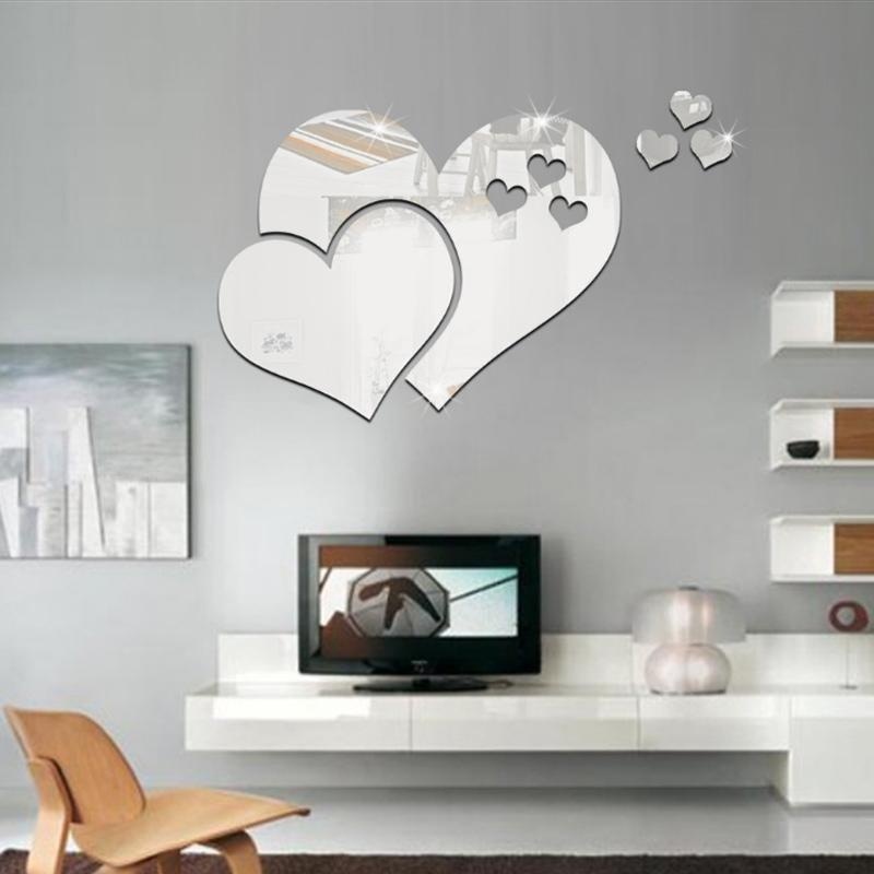 Cocotina 3D Mirror Love Hearts Wall Sticker Decal DIY Home Room Art Mural Decor Removable