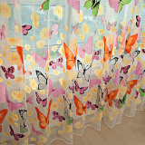 Colorful Butterfly Burnt-out Printing Sheer Curtain