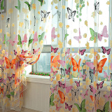 Colorful Butterfly Burnt-out Printing Sheer Curtain