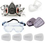 Bộ Mặt Nạ 3M 6100 hoặc 3M 6200 bộ đủ 7 chi tiết 2 Phin Lọc kèm theo 6001 Hàn Quốc tác dụng chống Virus, lọc bụi siêu mịn PM2.5, Lọc Phòng Độc, Chống Khói Độc, phun thuốc trừ sâu, phun sơn, chống bụi bả, bụi thạch cao rất tốt