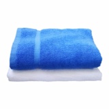 Combo 2 Khăn tắm cotton cao cấp  BHOME 70 x 140 cm (Xanh + trắng)