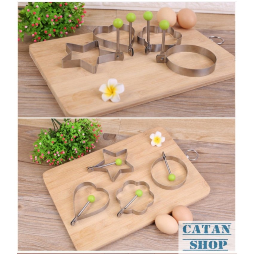 Combo 4 khuôn trứng ốp la - khuôn lớn, xinh xắn, tiện dụng, có tay cầm cách nhiệt an toàn GD31-KOPLA-4