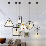 Bộ 5 đèn thả 5 hình học trang trí cửa hàng, quán cafe, trà sữa (tặng kèm 5 bóng LED cao cấp)