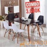 Combo bộ bàn ghế ăn, cafe Lavaco 1 bàn 4 ghế