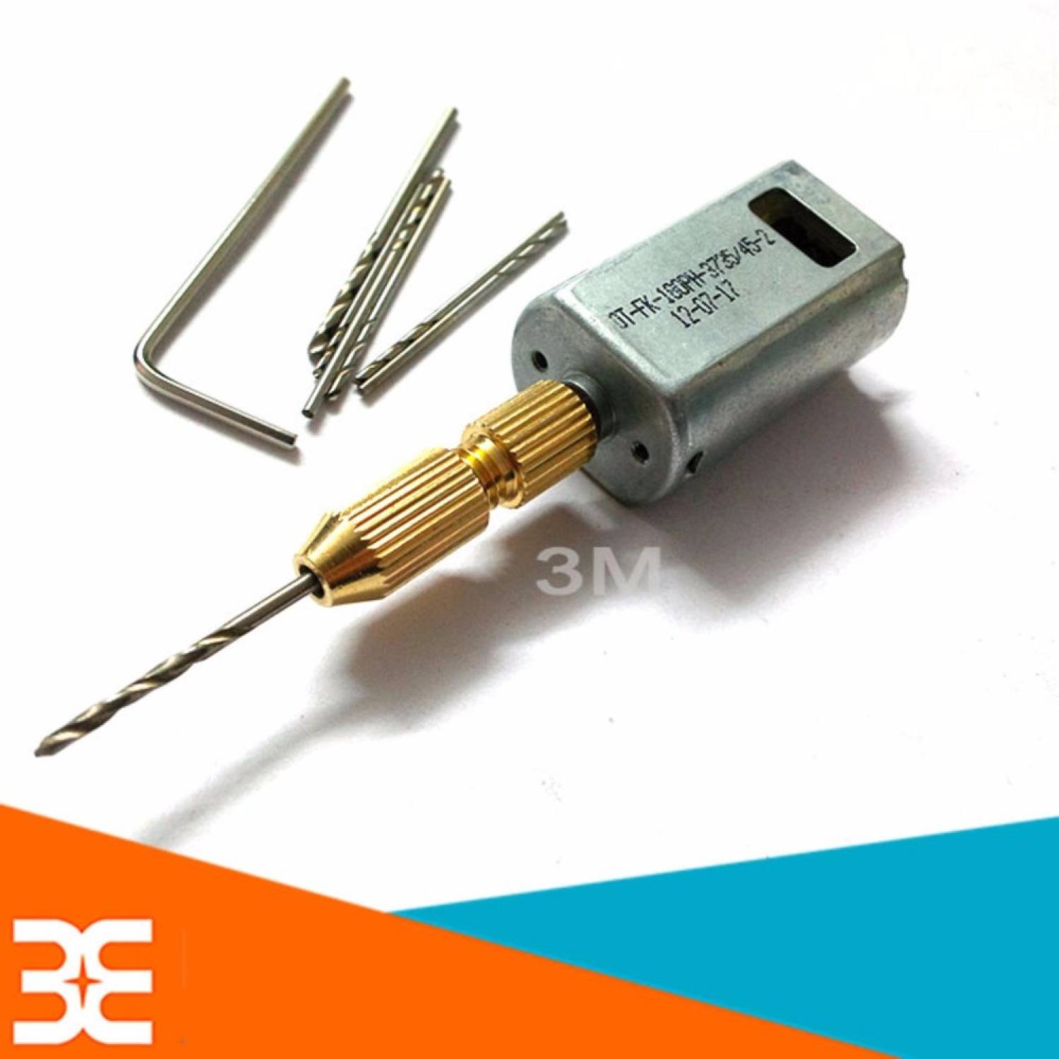 Combo máy khoan mini 180 5V Siêu Khỏe V1 ( gồm 01 động cơ 180, 01 đầu kẹp 2015, mũi khoan 0.8-1.0-1.2-1.5mm mỗi loại 2 chiếc )