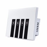 Công tắc wifi kết hợp công tắc màn hình cảm ứng kính cường lực 4 nút (4 Kênh) Phím Piano