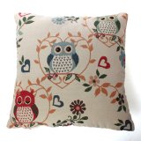 Cotton Linen Owl Bird Pillow Case Home Room Decor Back Throw Sofa Cushion Cover - intl