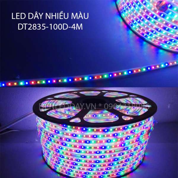 Cuộn 100M Dây đèn LED nhiều màu, chống mưa DT2835-100D-4M