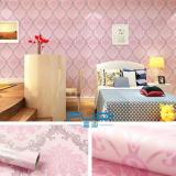 Cuộn 5m giấy dán tường hoa văn Châu Âu màu hồ