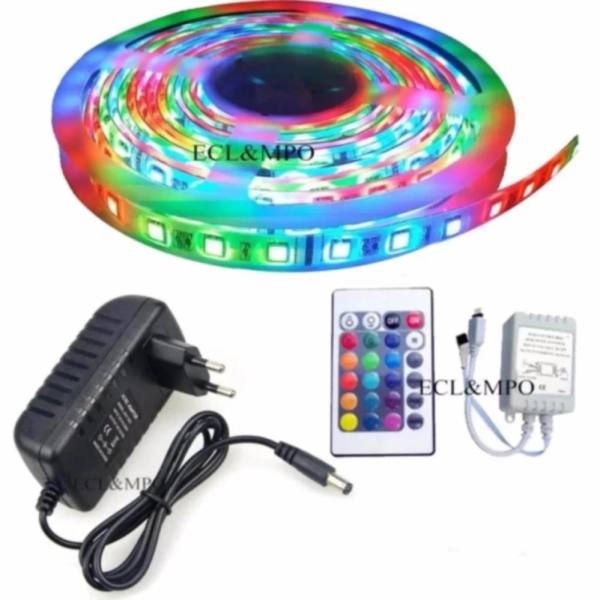 Cuộn đèn Led dây dán 5m đổi nhiều màu (RGB)  + Nguồn + Remote điều khiển