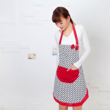Cute BowKnot Dot Women Kitchen Restaurant Bib Cooking Aprons With Pocket