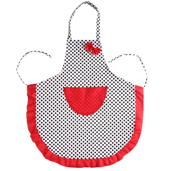 Cute BowKnot Dot Women Kitchen Restaurant Bib Cooking Aprons With Pocket