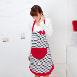 Cute BowKnot Dot Women Kitchen Restaurant Bib Cooking Aprons With Pocket