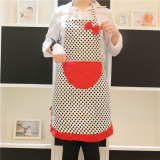 Cute BowKnot Dot Women Kitchen Restaurant Bib Cooking Aprons With Pocket