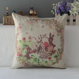 Cute Rabbit Square Linen Throw Pillow Case Bedding Cushion Cover Home Sofa Decor
