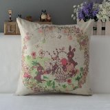Cute Rabbit Square Linen Throw Pillow Case Bedding Cushion Cover Home Sofa Decor - intl