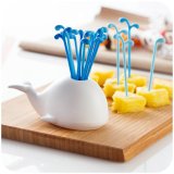 Cute White Whale Spray Fruit Forks Suit Fashion Creative Animals Whales Fruit Sign Small Fork Fruit Picks - intl