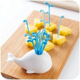 Cute White Whale Spray Fruit Forks Suit Fashion Creative Animals Whales Fruit Sign Small Fork Fruit Picks - intl