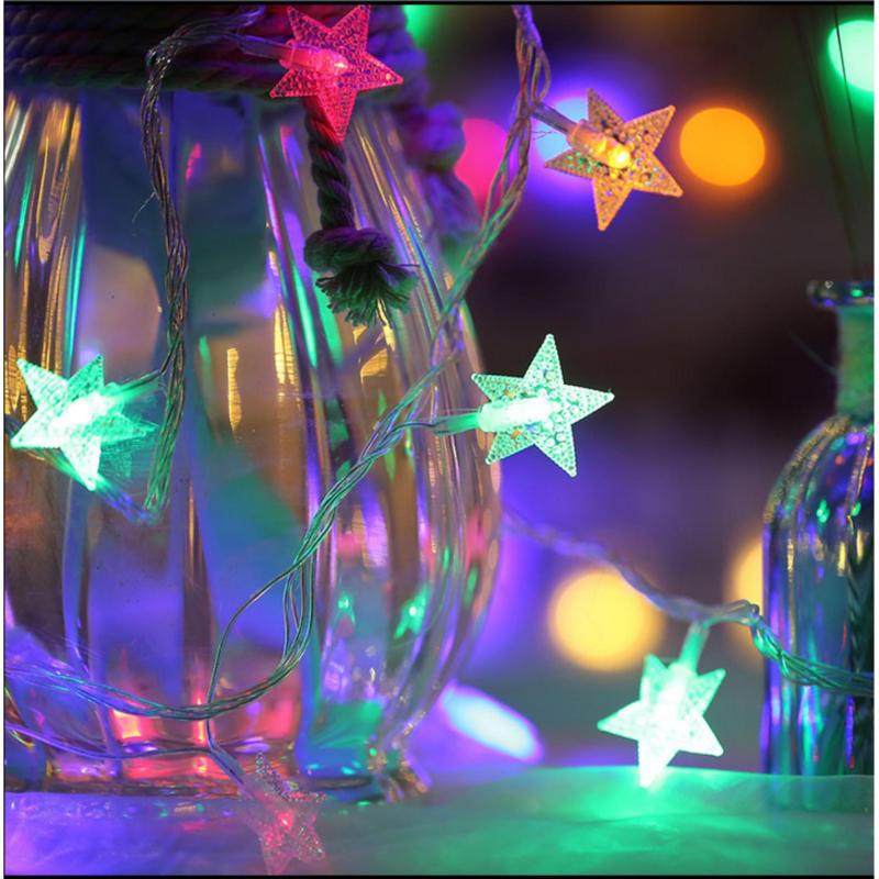 Dây đèn trang trí nhà cửa, cây thông noel hình sao nhiều màu