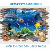 Decal dán tường Cá Heo 3D Sticker Tranh Dán Tường - AY9706 ,Decal dán tường động vật