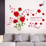 Decal dán tường HOA HỒNG ĐỎ 9195 Sticker Tranh Dán Tường -Decal dán tường cây xanh