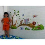 Decal dán tường thú qua cầu 