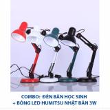 Đèn bàn học đa năng Pixar - bóng LED HUMITSU Nhật Bản- DTKT800-H3W - Đen