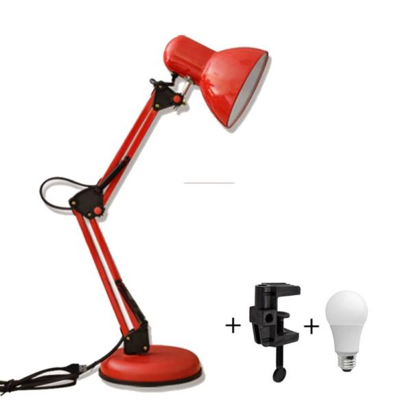 Đèn bàn học tập, làm việc có chân kẹp Pixar MT-322 (màu đỏ) + tặng 1 bóng LED 7w trị giá 50k