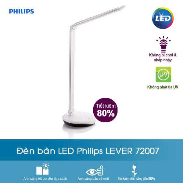 Đèn bàn LED Philips LEVER 72007 (Bạc)