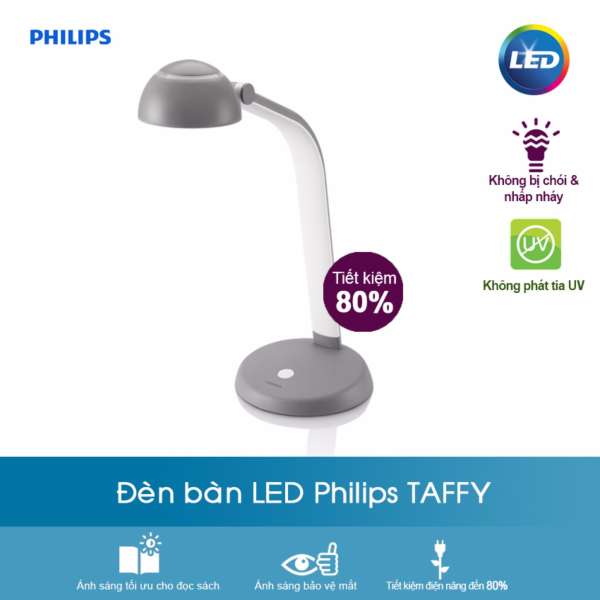 Đèn Bàn Led Philips Taffy 1x3.6W (Xám Đen)