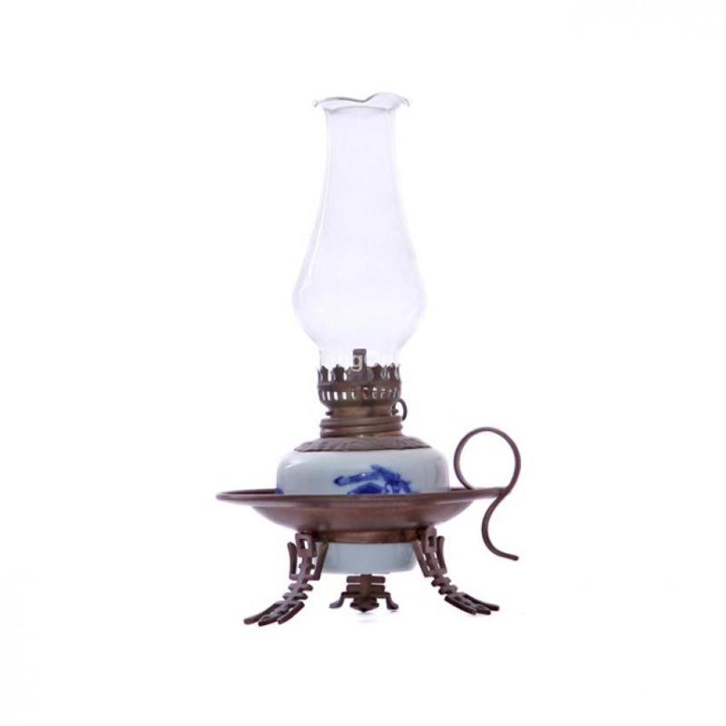 Đèn dầu thờ dáng đèn đĩa men lam cổ 20 cm Bát Tràng