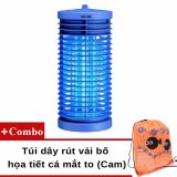 Đèn diệt côn trùng, ruồi muỗi Đại Sinh DS-DU15 (Xanh ngọc) + Túi dây rút kích thước 42X34 (Cam)