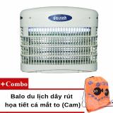 Đèn diệt côn trùng, ruồi muỗi Đại Sinh DS-DU15 (Xanh ngọc) + Túi dây rút kích thước 42X34 (Cam)