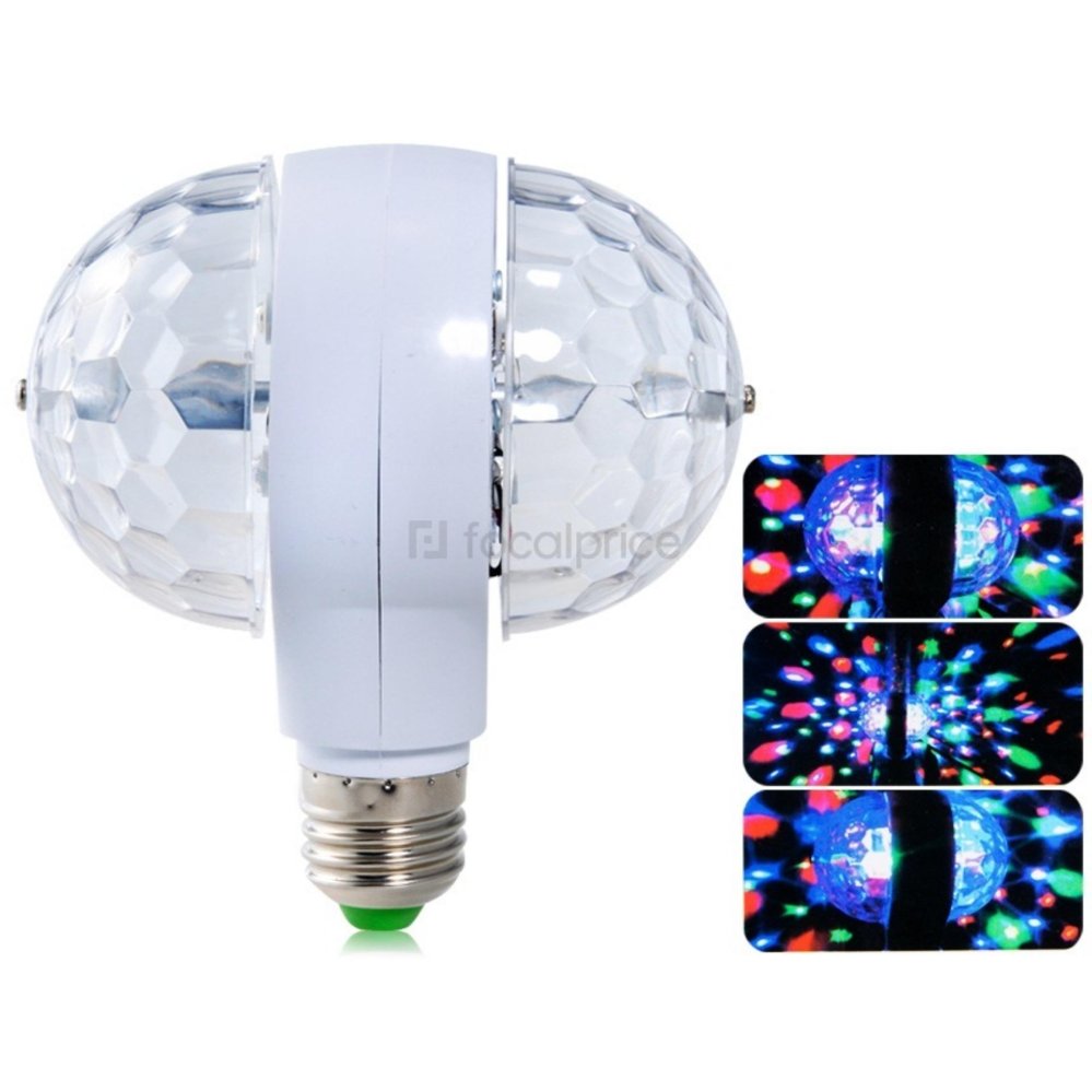 Đèn led đôi quả cầu xoay pha lê 7 màu vũ trường