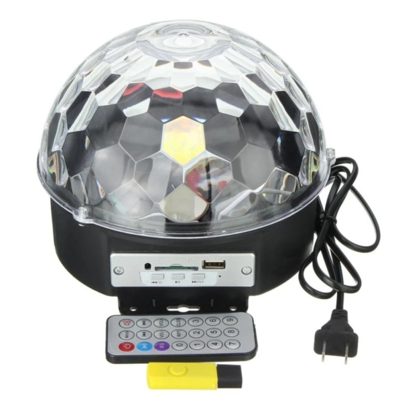 Đèn Led Sân Khấu Quả Cầu Xoay Cảm Biến Theo Nhạc + Remote ( Đen)