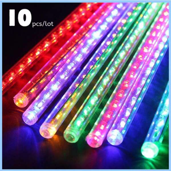 Đèn Led Sao Băng 10 Cây Kèm Nguồn (Giọt Nước RGB)