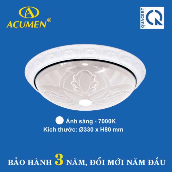 Đèn ốp trần bông lúa - nắp hoa hải đường Acumen Ø330 - 18W (màu trắng, ánh sáng trắng) 008-126