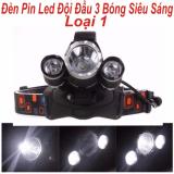 Đèn  Pin Led Siêu Sáng Đội Đầu 3 Bóng (Đen) Loại 1