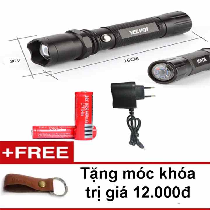 Đèn Pin Sạc Siêu Sáng Có La Bàn G68 (Đen) + Tăng Móc