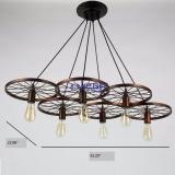 Đèn thả  trần kiểu bánh xe 6 bóng Vintage- Megaboss(Tặng bóng led Edison)